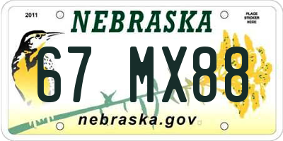 NE license plate 67MX88