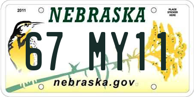NE license plate 67MY11