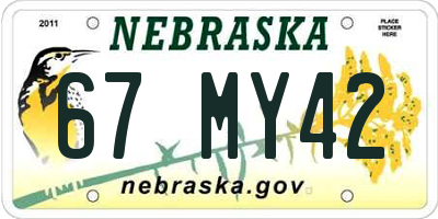 NE license plate 67MY42