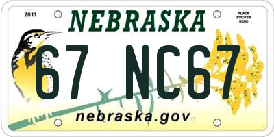 NE license plate 67NC67