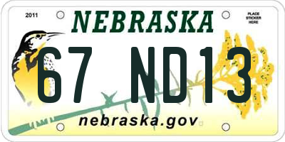 NE license plate 67ND13