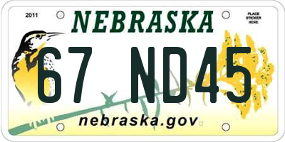 NE license plate 67ND45