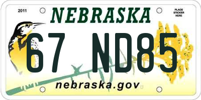 NE license plate 67ND85