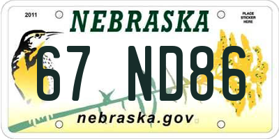 NE license plate 67ND86