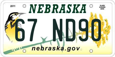 NE license plate 67ND90