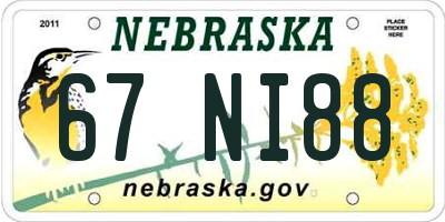 NE license plate 67NI88