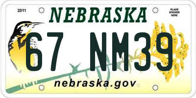 NE license plate 67NM39