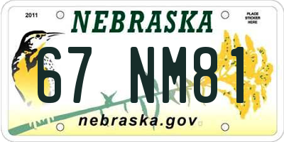 NE license plate 67NM81