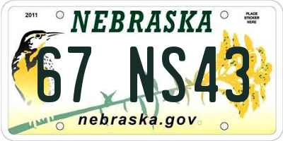 NE license plate 67NS43