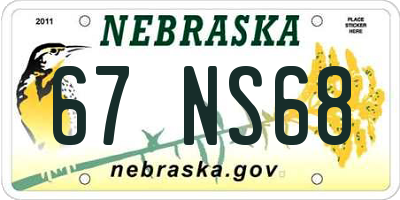 NE license plate 67NS68