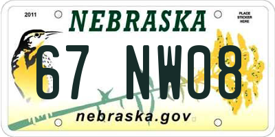 NE license plate 67NW08