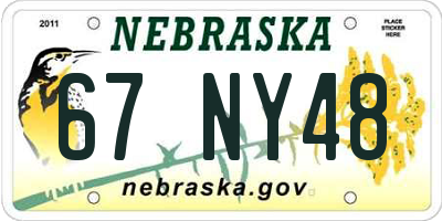 NE license plate 67NY48