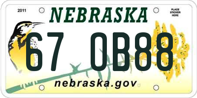 NE license plate 67OB88