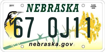 NE license plate 67OJ11
