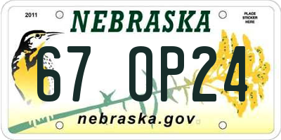 NE license plate 67OP24