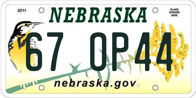NE license plate 67OP44