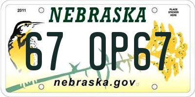 NE license plate 67OP67