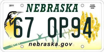 NE license plate 67OP94