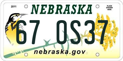 NE license plate 67OS37