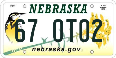 NE license plate 67OT02