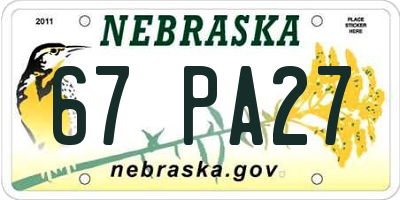 NE license plate 67PA27