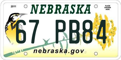NE license plate 67PB84
