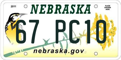 NE license plate 67PC10