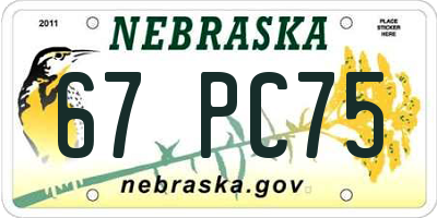 NE license plate 67PC75