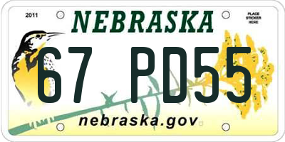 NE license plate 67PD55