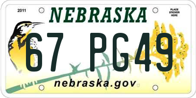 NE license plate 67PG49