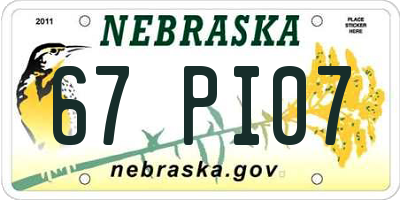 NE license plate 67PI07