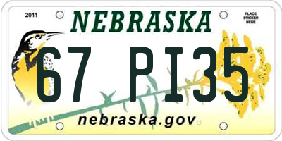 NE license plate 67PI35