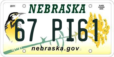 NE license plate 67PI61
