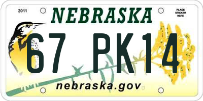 NE license plate 67PK14