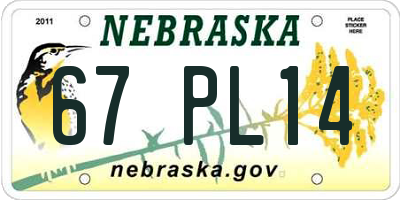 NE license plate 67PL14
