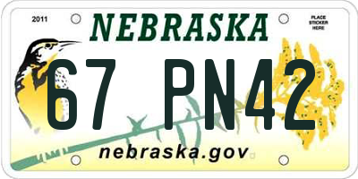 NE license plate 67PN42