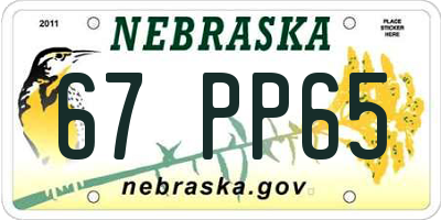 NE license plate 67PP65