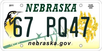 NE license plate 67PQ47