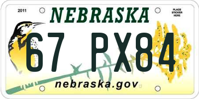 NE license plate 67PX84