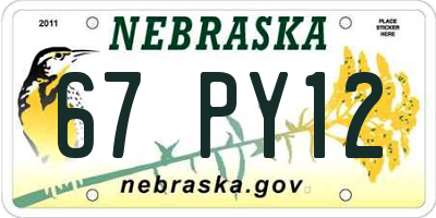 NE license plate 67PY12