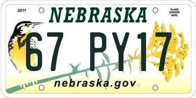 NE license plate 67PY17