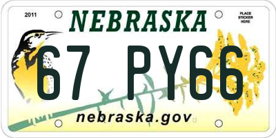 NE license plate 67PY66