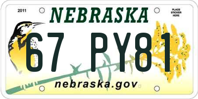 NE license plate 67PY81