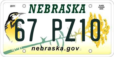 NE license plate 67PZ10