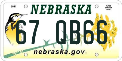 NE license plate 67QB66