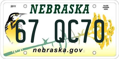 NE license plate 67QC70
