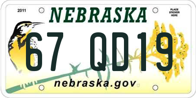 NE license plate 67QD19