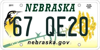 NE license plate 67QE20