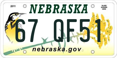 NE license plate 67QF51