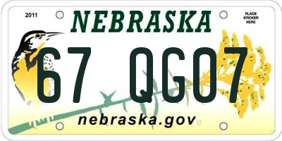 NE license plate 67QG07